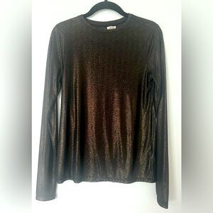 L'AGENCE Shimmering Bronze Long Sleeve Blouse